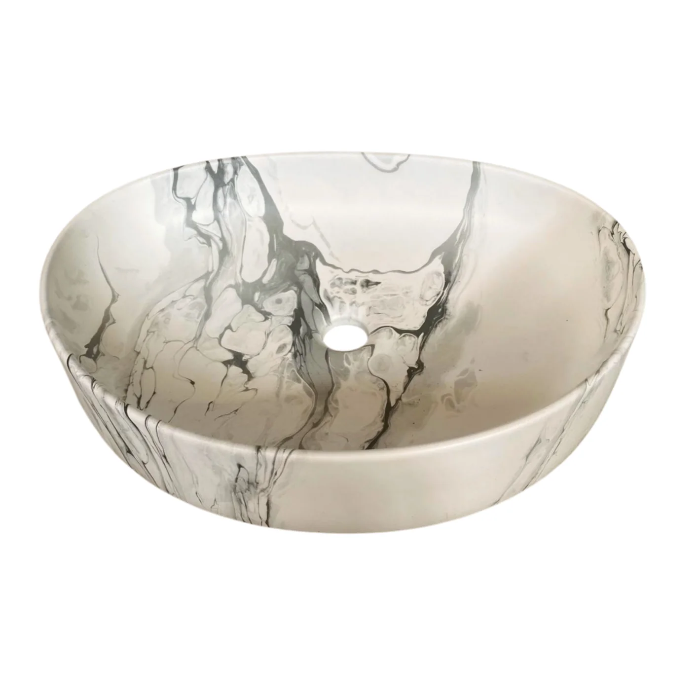 The Calacatta Smoke Oval Marble-Effect Basin S32
