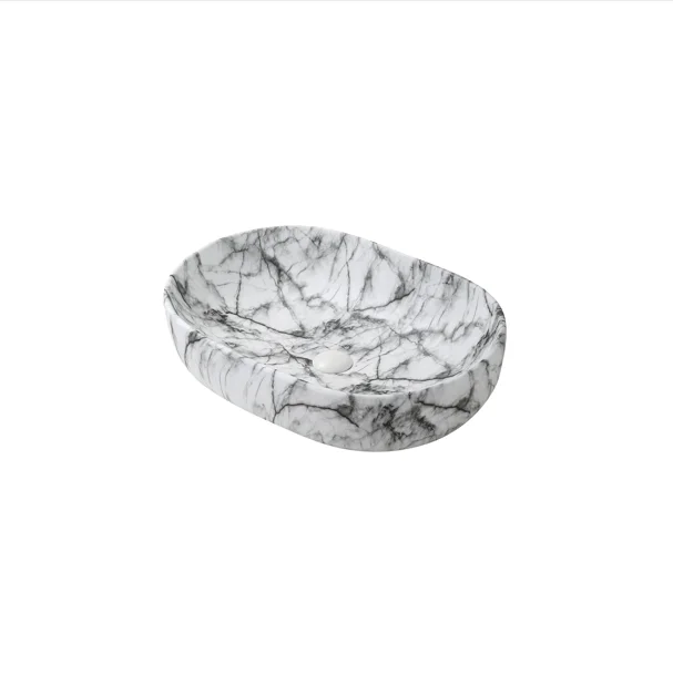 The Carrara Cloud Oval Marble-Effect Basin S23