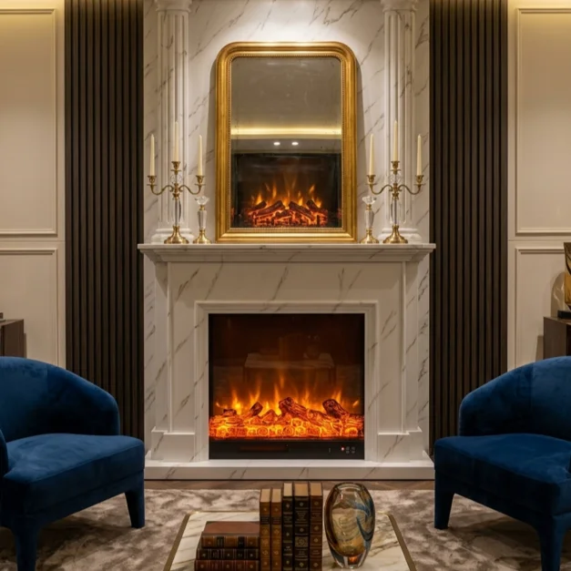 The Alabaster Linear Minimalist Fireplace 389